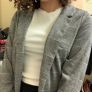 Plaid blazer cardigan